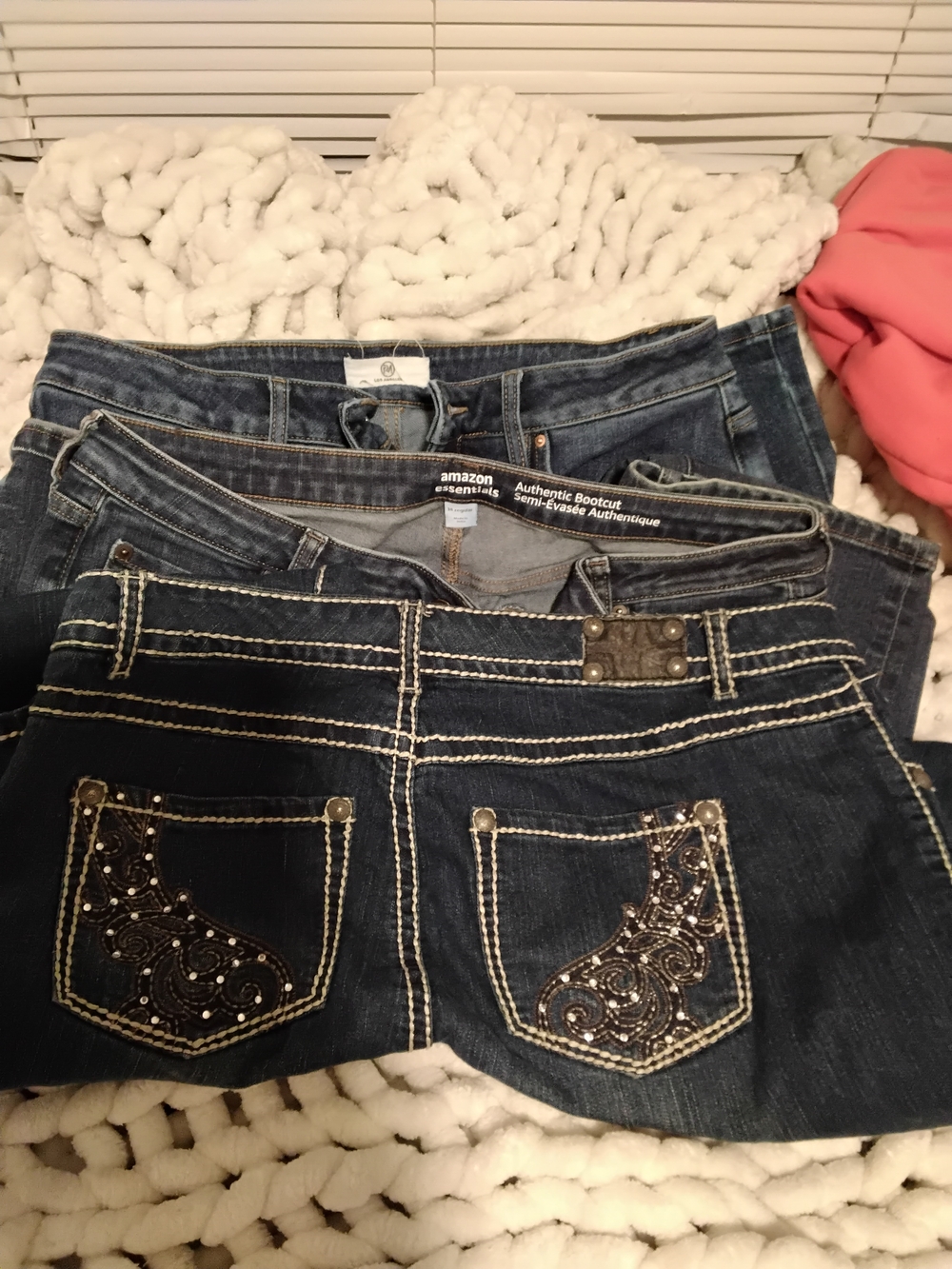 3 Amazon Essentials and Style & Co Dark Blue Bootcut Jeans